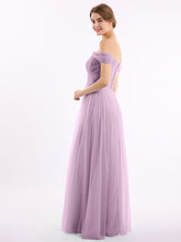 Hors De l'Épaule Col En Cœur Tulle Robe Glycine