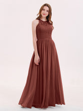 Robe Longue Dentelle avec Illusion Col en Cœur terracotta