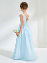 Robes de Demoiselle d'Honneur Junior avec Haut en Dentelle Bleu Ciel
