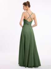 Spaghetti Bretelle Col En V Mousseline Robes Olive Verte
