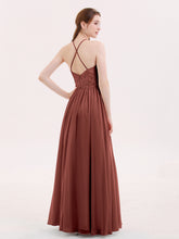 Licou Robe Longue avec Dentelle Bustier terracotta