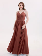 Robe Dos Nu Mousseline avec Col en V terracotta