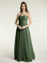 Sans Bretelles Col En Cœur Cou Tulle Robes Avec Nœud Olive Verte