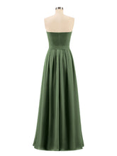 Mousseline Sans Bretelles Robe Demoiselle d'honneur avec Ceinture Olive Verte