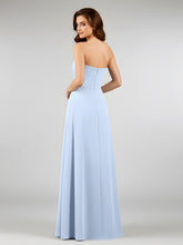Mousseline Sans Bretelles Robe Demoiselle d'honneur avec Ceinture Bleu Ciel