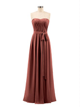 Mousseline Sans Bretelles Robe Demoiselle d'honneur avec Ceinture terracotta
