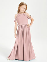 Robes de Demoiselle d'Honneur Junior à Hors de l'Épaule de Rêve Rose Poudré