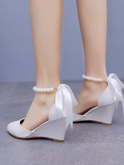 Talons Compensés Bout Pointu Chaussures de Mariage pour Femmes