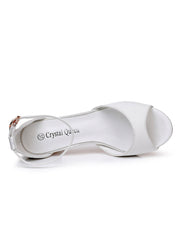 Sandales De Mariée À Talon Chunky Bride Cheville Bout Ouvert