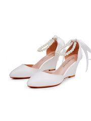 Talons Compensés Bout Pointu Chaussures de Mariage pour Femmes