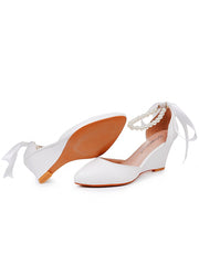Talons Compensés Bout Pointu Chaussures de Mariage pour Femmes