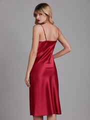 Robe de Chambre Sans Manches en Satin à Fines Bretelles pour Femme