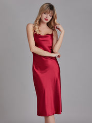 Robe de Chambre Sans Manches en Satin à Fines Bretelles pour Femme