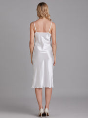 Robe de Chambre Sans Manches en Satin à Fines Bretelles pour Femme