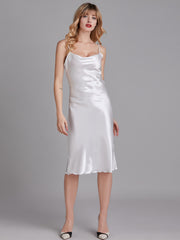 Robe de Chambre Sans Manches en Satin à Fines Bretelles pour Femme