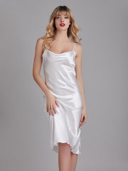 Robe de Chambre Sans Manches en Satin à Fines Bretelles pour Femme