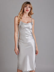 Robe de Chambre Sans Manches en Satin à Fines Bretelles pour Femme