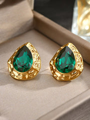 Boucles d'oreilles en larme émeraude vintage