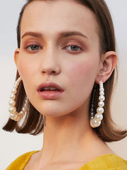 Créoles oversize vintage en perles synthétiques