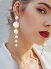Boucles d'oreilles longues simples à franges de perles