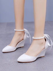 Talons Compensés Bout Pointu Chaussures de Mariage pour Femmes