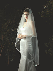 Voiles en tulle à deux couches avec bordure en satin