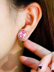Boucles d'oreilles carrées roses en or rose