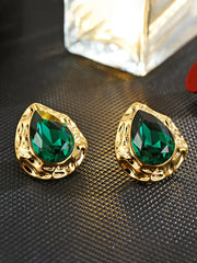 Boucles d'oreilles en larme émeraude vintage