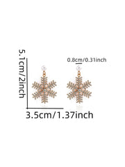 Boucles d'Oreilles Perle Diamant Flocon de Neige de Noël