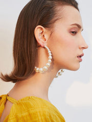Créoles oversize vintage en perles synthétiques