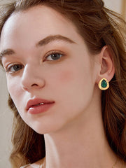 Boucles d'oreilles en larme émeraude vintage