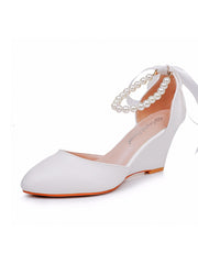 Talons Compensés Bout Pointu Chaussures de Mariage pour Femmes
