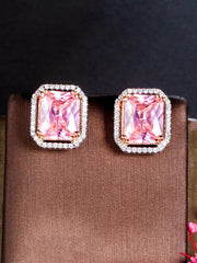 Boucles d'oreilles carrées roses en or rose