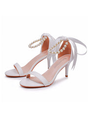Chaussures Féminines à Talon Aiguille et Bride Cheville à Bout Ouvert
