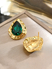 Boucles d'oreilles en larme émeraude vintage