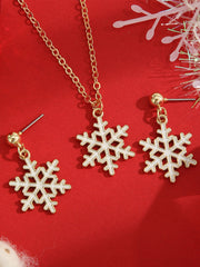 Ensemble de 3 Pièces Collier Clavicule Flocon de Neige de Noël
