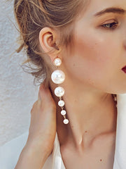 Boucles d'oreilles longues simples à franges de perles