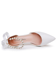 Chaussures de Mariage à Talons Kitten et Bout Pointu avec Bride à la Cheville