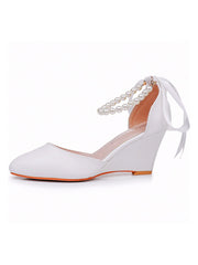 Talons Compensés Bout Pointu Chaussures de Mariage pour Femmes