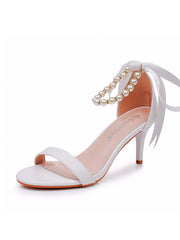 Chaussures Féminines à Talon Aiguille et Bride Cheville à Bout Ouvert