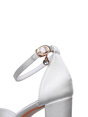 Sandales De Mariée À Talon Chunky Bride Cheville Bout Ouvert