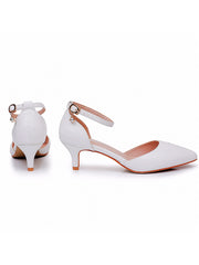 Escarpins de Mariée en PU à Talon Moyen et Bout Pointu Mat