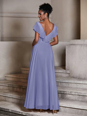 Col En V Mousseline Robes Avec Mancherons Pervenche