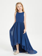 Junior Robes de Demoiselle d'Honneur Asymétriques Exquises Bleu Marine