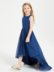 Junior Robes de Demoiselle d'Honneur Asymétriques Exquises Bleu Marine