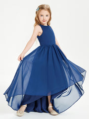 Junior Robes de Demoiselle d'Honneur Asymétriques Exquises Bleu Marine