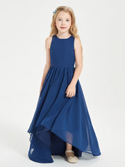 Junior Robes de Demoiselle d'Honneur Asymétriques Exquises Bleu Marine