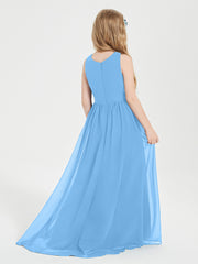 Junior Robes de Demoiselle d'Honneur Asymétriques Exquises Bleu