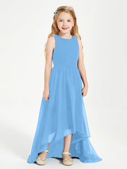 Junior Robes de Demoiselle d'Honneur Asymétriques Exquises Bleu