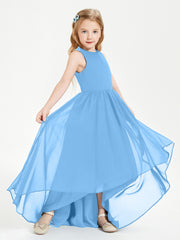 Junior Robes de Demoiselle d'Honneur Asymétriques Exquises Bleu